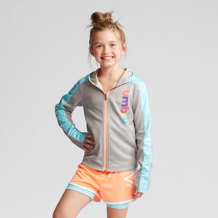 Umbro Girls' Printed Tech Fleece Full Zip Hoodie - Heather (grey)