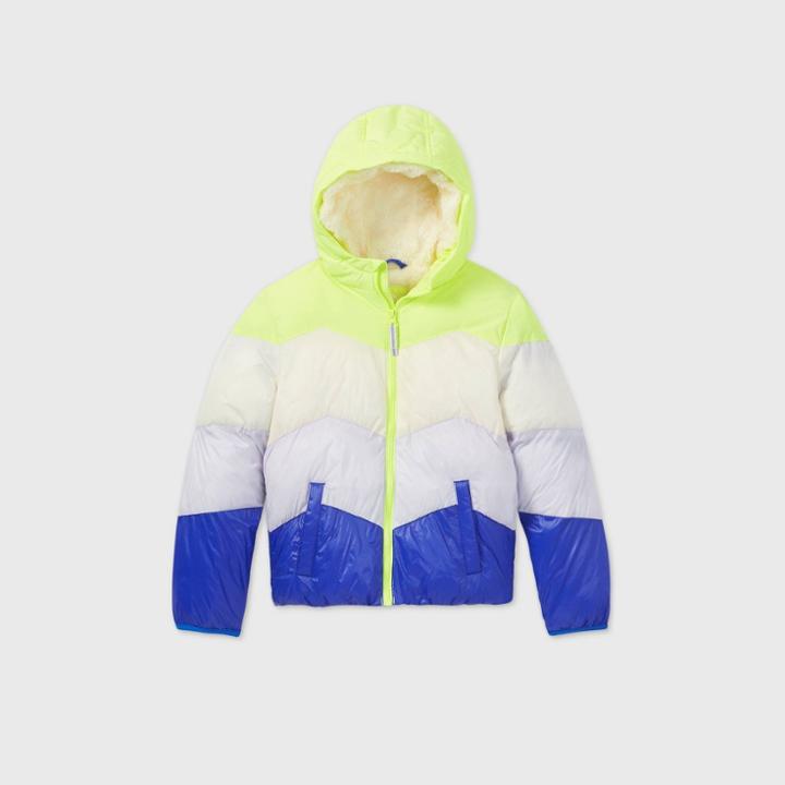 Kids' Colorblock Chevron Puffer Jacket - Cat & Jack Neon Blue