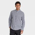 Men's Checked Regular Fit Stretch Poplin Long Sleeve Button-down Shirt - Goodfellow & Co Xavier Navy/check L, Xavier Blue/check