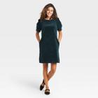 Women's Puff Short Sleeve Structured Denim Dress - Universal Thread Teal