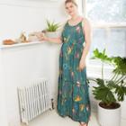 Women's Plus Size Floral Print Sleeveless Tiered Maxi Sundress - Ava & Viv Green