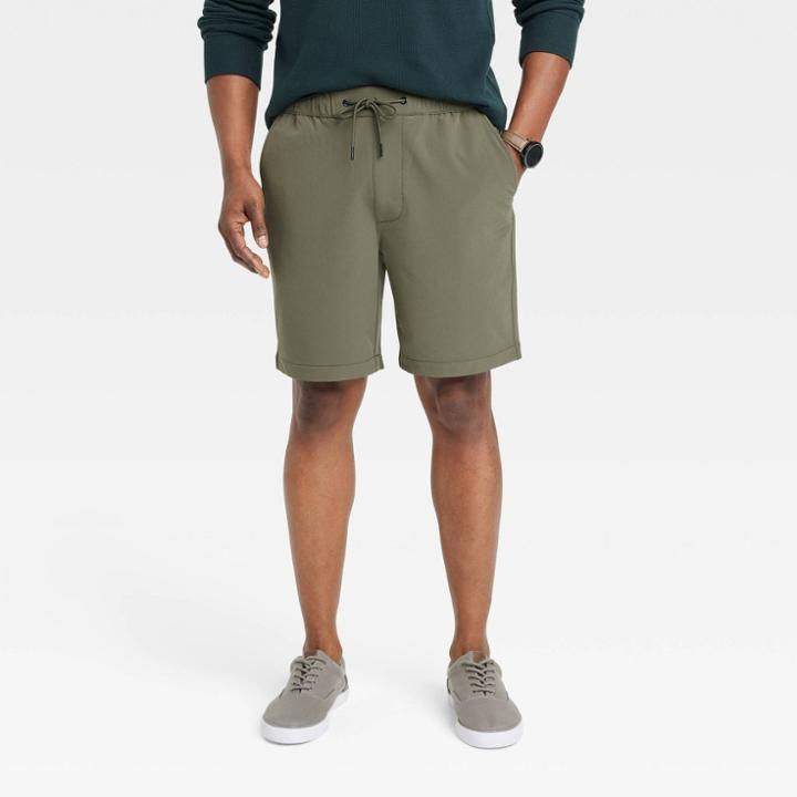 Men's 8 Regular Fit Pull-on Shorts - Goodfellow & Co Olive Green
