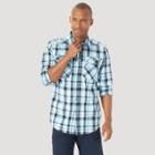 Wrangler Men's Atg Plaid Classic Fit Button-down Shirt - Dark Blue