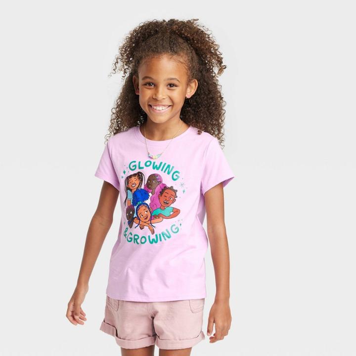 Girls' Short Sleeve 'glowing And Growing' Graphic T-shirt - Cat & Jack Violet