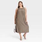 Women's Plus Size Sleeveless Racer Back Dress - A New Day Brown