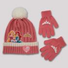 Disney Princess Kids' 2 Piece Mittens And Hat Set - Pink One Size, Kids Unisex,