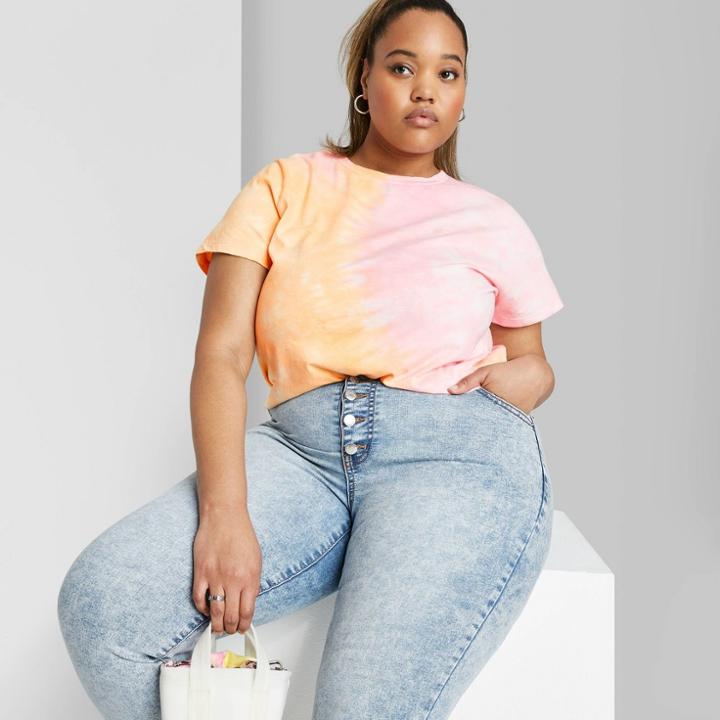Women's Plus Size Short Sleeve Crewneck Tie-dye Relaxed T-shirt - Wild Fable Pink 1x, Women's,