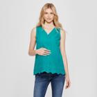 Maternity Embroidered Woven Tank - Isabel Maternity By Ingrid & Isabel Emerald Green