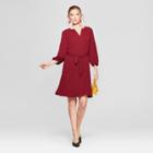 Women's 3/4 Sleeve Crepe Dress - A New Day Burgundy