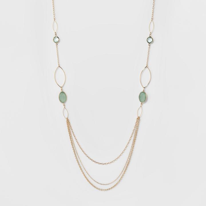 Channels & Chains Long Bib Necklace - A New Day Green/gold