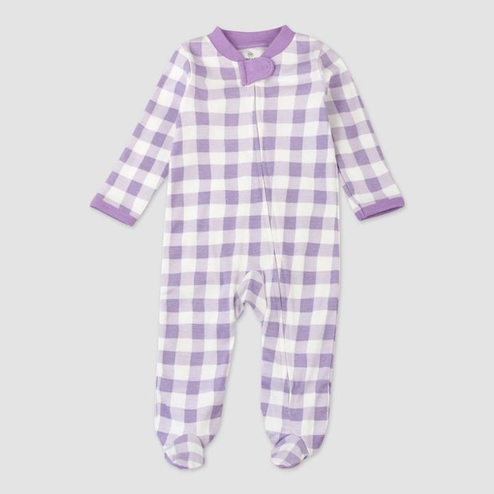 Honest Baby Girls' Organic Cotton Painted Buffalo Sleep N' Play - Purple Newborn