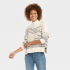 Women's Mock Turtleneck Marled Pullover Sweater - Knox Rose Oatmeal