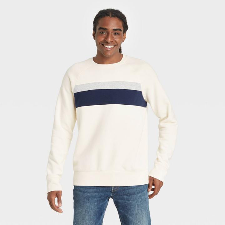 Men's Fleece Crewneck Sweatshirt - Goodfellow & Co White