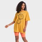 Modern Lux Women's Smileyworld Short Sleeve Graphic T-shirt Dress - Yellow