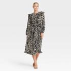 Women's Ruffle Long Sleeve Dress - Who What Wear Cream Woodgrain Xs, Ivory Woodgrain
