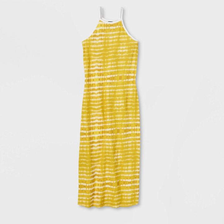 Girls' High Neck Midi Dress - Art Class Yellow Tie-dye