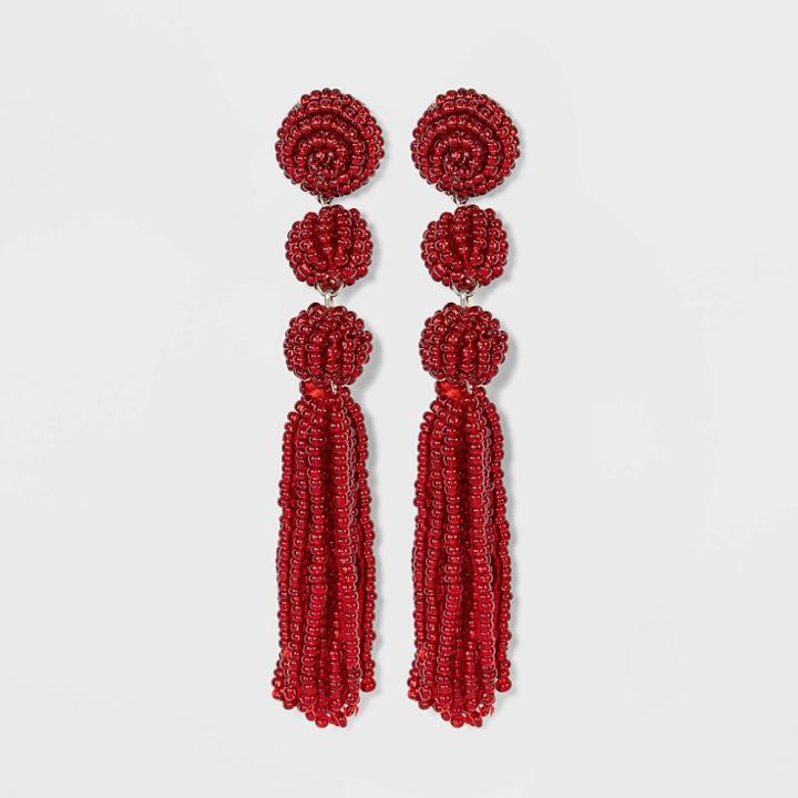 Sugarfix By Baublebar Pearlescent Beaded Tassel Earrings - Red