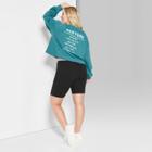 Target Women's Plus Size Long Sleeve Crewneck New York Graphic Sweatshirt - Wild Fable Teal
