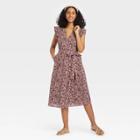 Women's Ruffle Short Sleeve Wrap Dress - A New Day Purple
