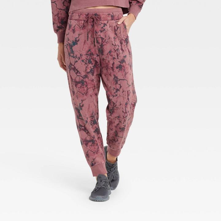 Women's French Terry Acid Wash Jogger Pants - Joylab Berry Red
