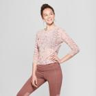 Women's Long Sleeve Printed Mesh Shirt - Joylab Rose Taupe Pink
