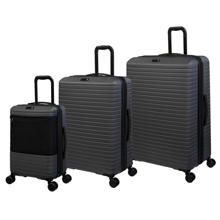 It Luggage Attuned Hardside Large Checked Expandable Spinner 3pc Luggage Set - Dark Gray