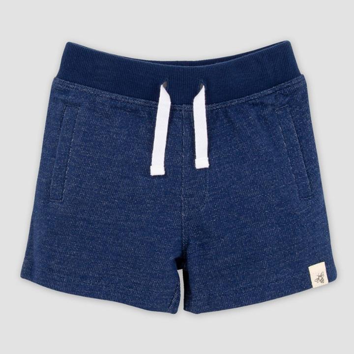 Burt's Bees Baby Baby Boys' Organic Cotton Two-tone French Terry Pull-on Shorts - Dark Blue