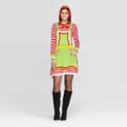 Women's Striped Long Sleeve Elf A-line Midi Dress - Born Famous (juniors') - Red M, Women's,