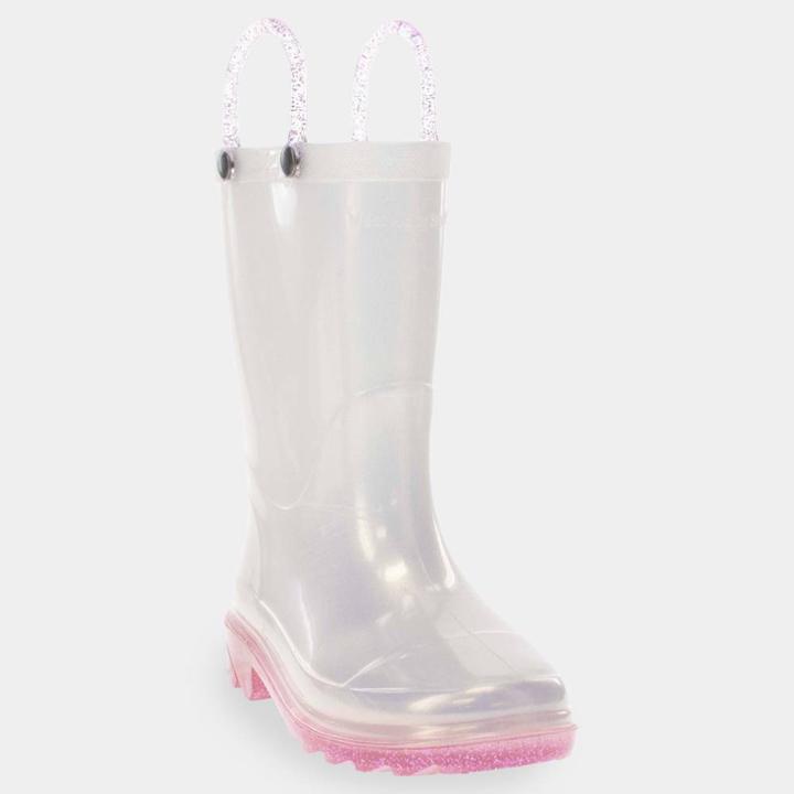 Toddler Girls' Western Chief Viola Light-up Glitter Rain Boots - White/purple