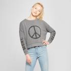Women's Peace Oversized Pullover Graphic Sweatshirt - Fifth Sun (juniors') Heather Gray