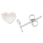 Tiara 0.01 Ct. T.w. Children's Pink Cubic Zirconia Heart Earrings In Sterling Silver, Women's,