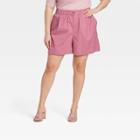 Women's Plus Size High-rise Poplin Shorts - A New Day Purple