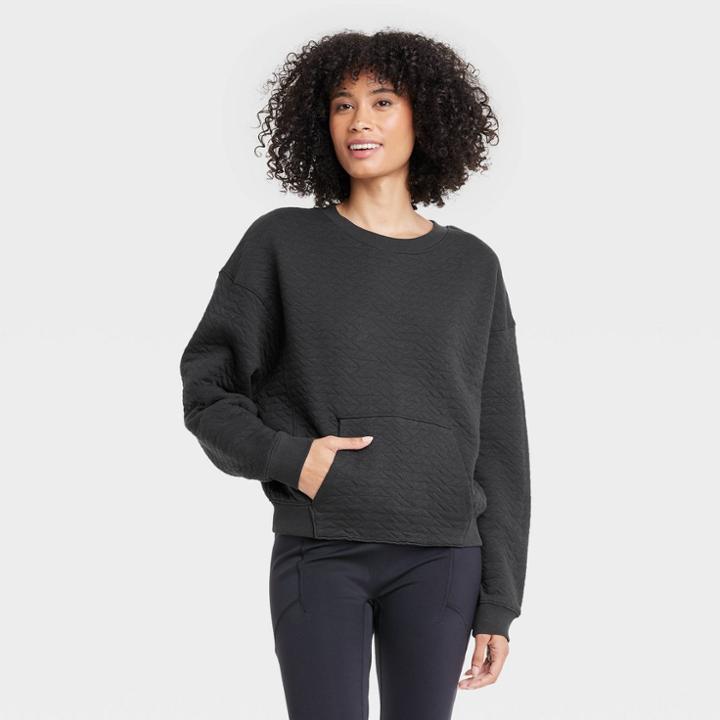 Women's Quilted Crew Sweatshirt - All In Motion Black