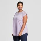 Women's Plus Size Short Sleeve Burnout T-shirt - Ava & Viv Lilac (purple)