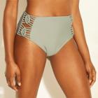 Women's Macrame Inset High Waist Bikini Bottom - Xhilaration Olive Xs, Dusty Olive