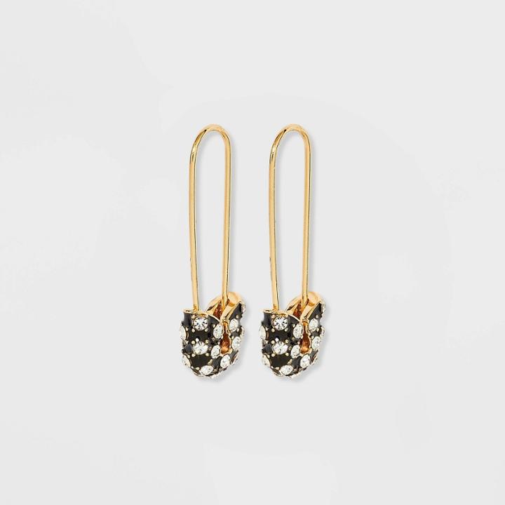 Sugarfix By Baublebar Rhinestone Safety Pin Threader Earrings - Black