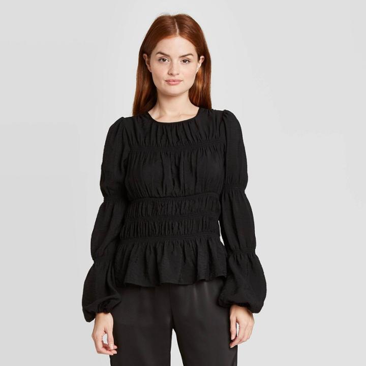 Women's Puff Long Sleeve Blouse - Prologue Black