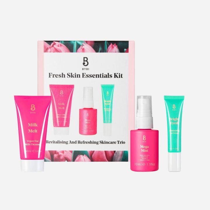Bybi Clean Beauty Fresh Skin Essentials Skincare Set With Facial Cleanser, Face Mist, And Eye Cream