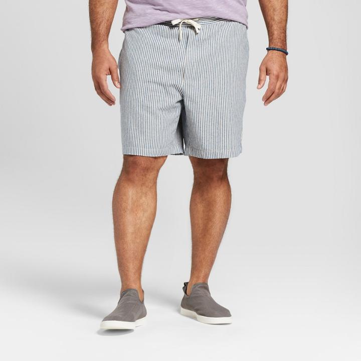 Men's Big & Tall 8 Striped Elastic Waist Shorts - Goodfellow & Co Blue