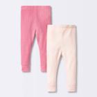 Baby Girls' 2pk Basic Waffle Pull-on Pants - Cloud Island Pink Newborn