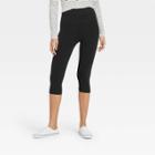 Women's High-waist Cotton Blend Seamless Capri Leggings - A New Day Black