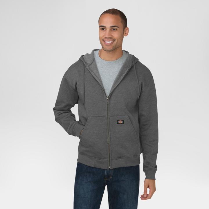 Dickies Men's Midweight Fleece Full Zip Hoodie- Dark Heather Gray