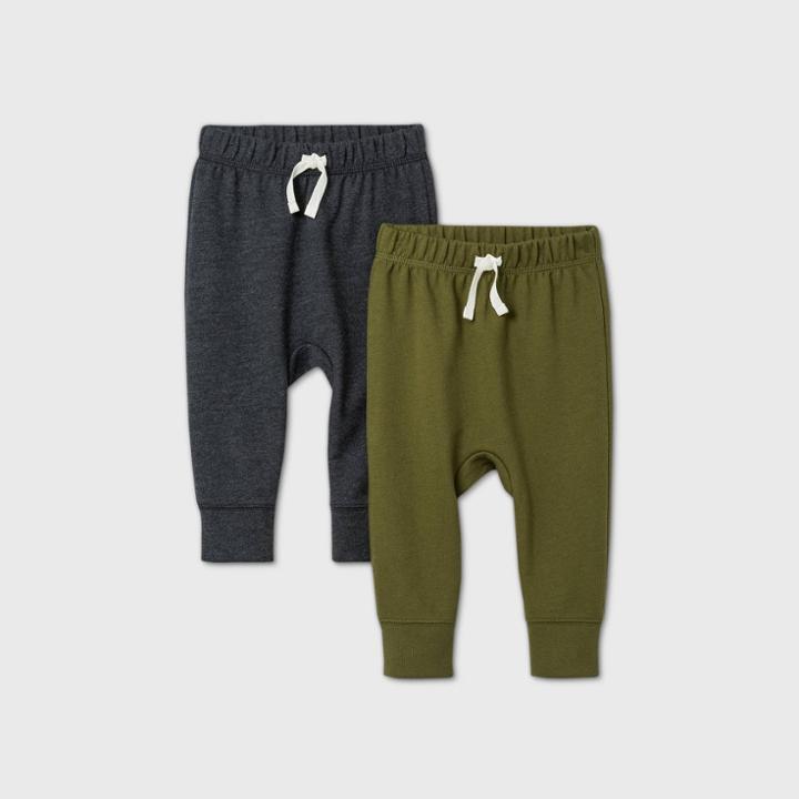 Baby Boys' 2pk Jogger Pants - Cat & Jack Charcoal Gray Newborn, Grey/gray