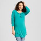 Maternity 3/4 Sleeve Lace-up Sweatshirt - Isabel Maternity By Ingrid & Isabel Emerald Green