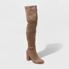Women's Tonya Microsuede Heeled Fashion Boots - A New Day Taupe