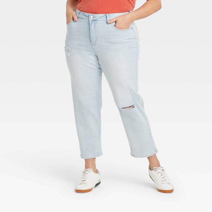 Women's Plus Size High-rise Ankle Straight Jeans - Ava & Viv