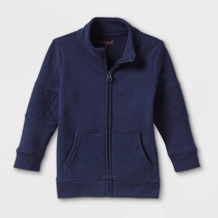 Toddler Boys' Quilted Fleece Zip-up Hoodie Sweatshirt - Cat & Jack Navy