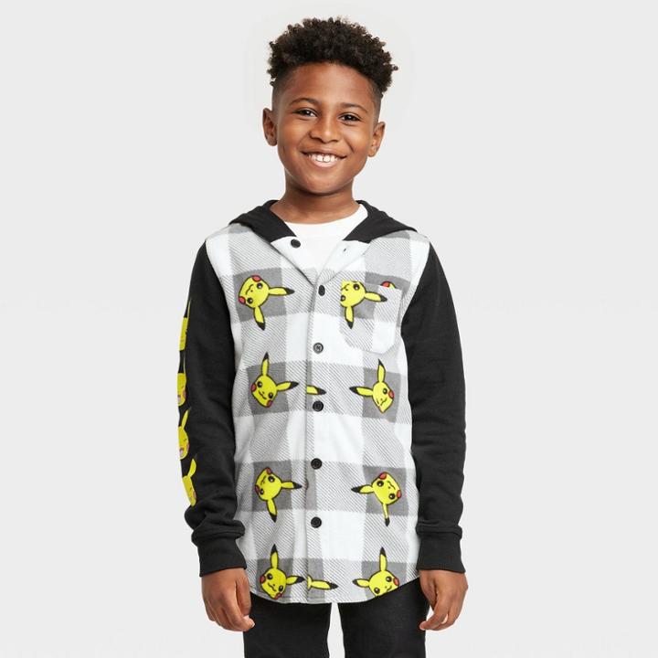 Pokemon Boys' Pokmon Pikachu Hooded Fleece Jacket - Black