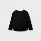 Men's Tall Adaptive Loose Fit Long Sleeve Crewneck T-shirt - Goodfellow & Co Black