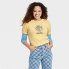 Women's Keith Haring Skater Long Sleeve Graphic T-shirt - Yellow/light Blue